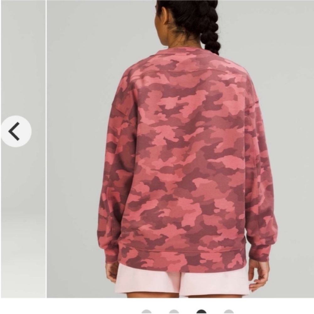Lululemon Women’s Sweatshirt Perfectly Oversized Crew Sweatshirt Camo Pink sz 8 - Picture 2 of 13
